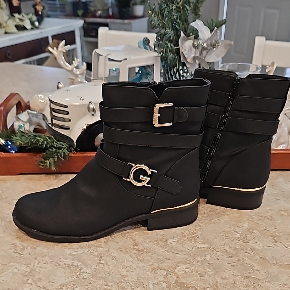 Black Ankle Boots with Buckle Detail by Guess